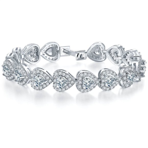 6.50 Ct 4mm Heart Shape Diamond Bracelet Best Gift - Picture 3 of 4